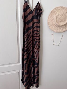 Brown and Black Zebra Slip Dress